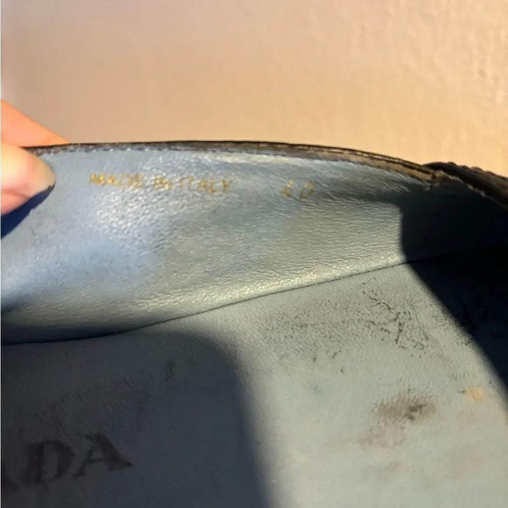 Prada espadrilles open toe platform shoes big logo sandals leather flats